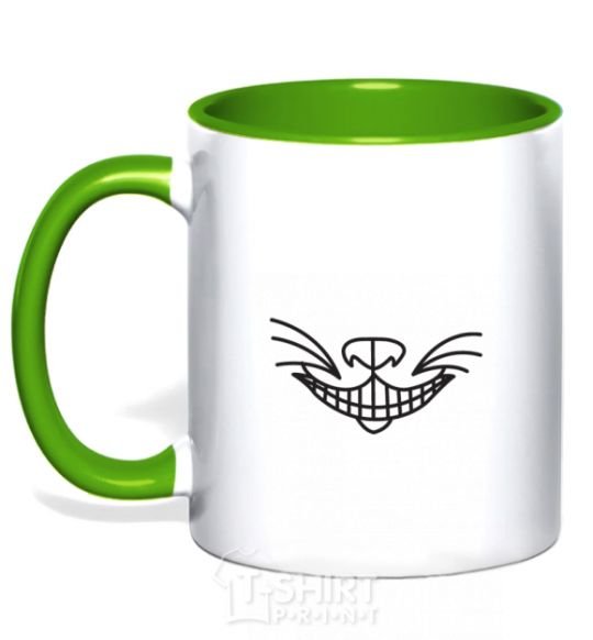 Mug with a colored handle Cat's cheese kelly-green фото