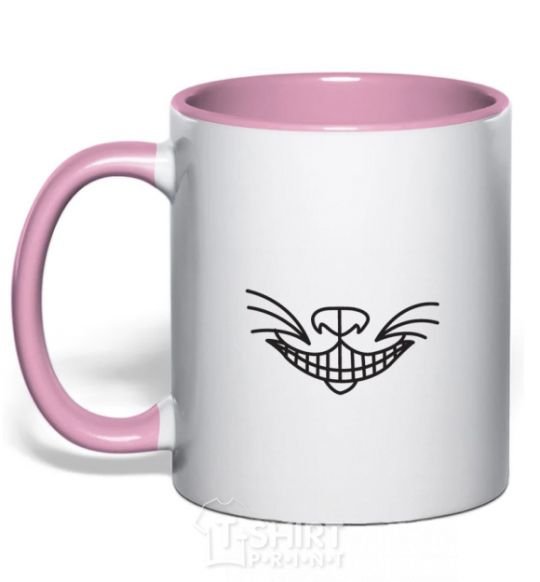 Mug with a colored handle Cat's cheese light-pink фото