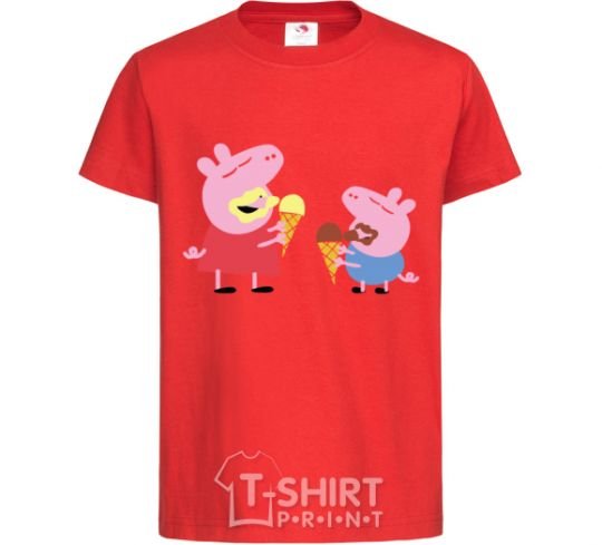 Kids T-shirt Peppa and Josh red фото