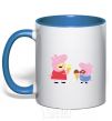 Mug with a colored handle Peppa and Josh royal-blue фото