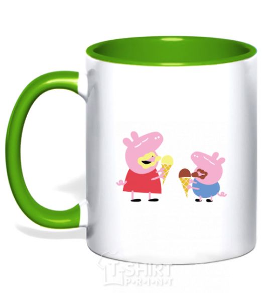 Mug with a colored handle Peppa and Josh kelly-green фото