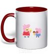 Mug with a colored handle Peppa and Josh red фото