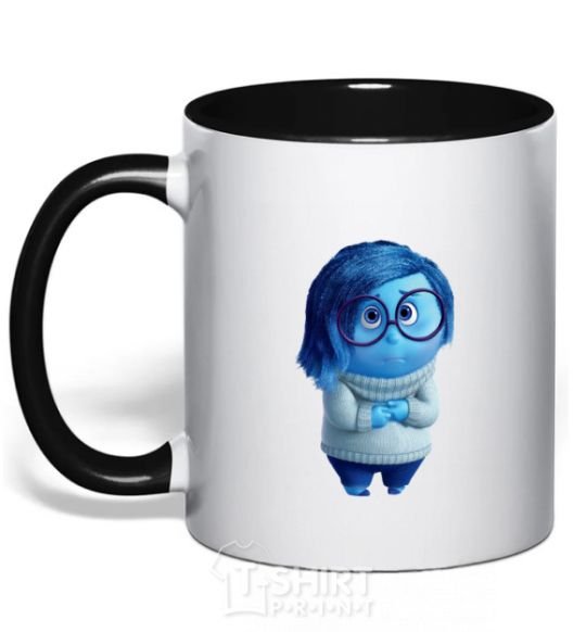 Mug with a colored handle Sorrow black фото