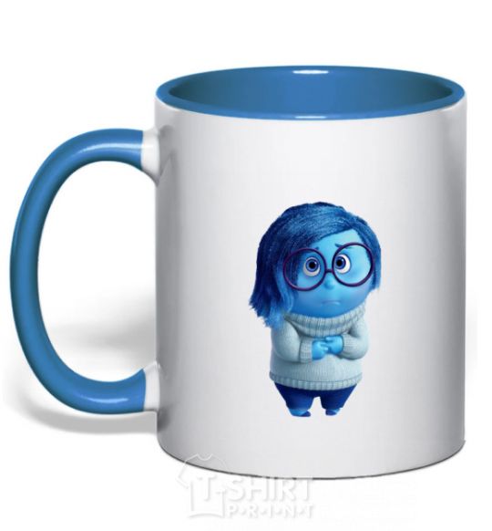 Mug with a colored handle Sorrow royal-blue фото