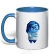 Mug with a colored handle Sorrow royal-blue фото