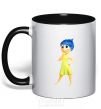 Mug with a colored handle Happiness puzzle black фото