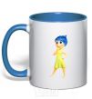 Mug with a colored handle Happiness puzzle royal-blue фото