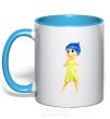 Mug with a colored handle Happiness puzzle sky-blue фото
