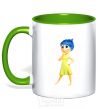 Mug with a colored handle Happiness puzzle kelly-green фото