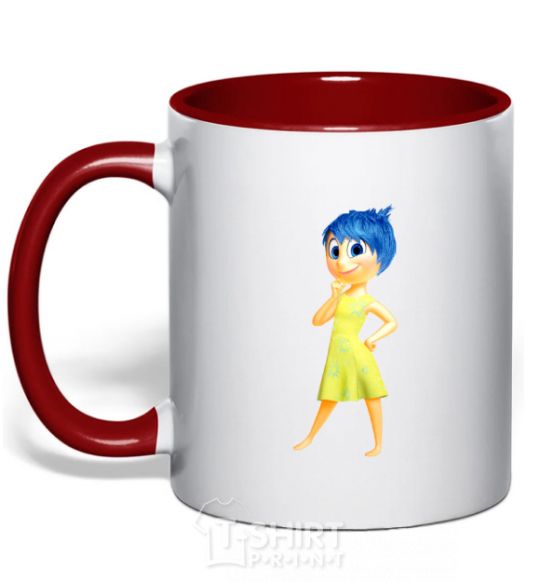 Mug with a colored handle Happiness puzzle red фото