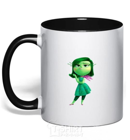 Mug with a colored handle green fairy black фото
