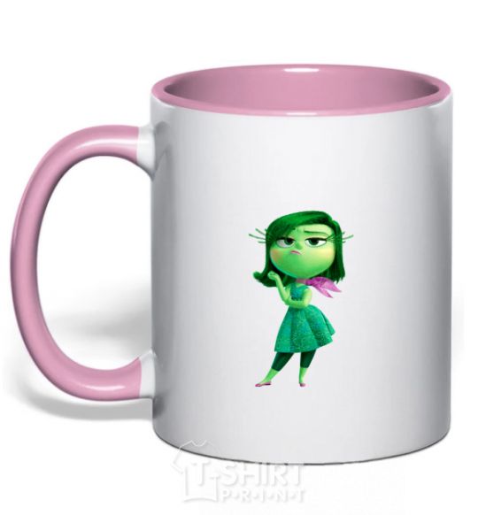 Mug with a colored handle green fairy light-pink фото
