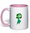 Mug with a colored handle green fairy light-pink фото