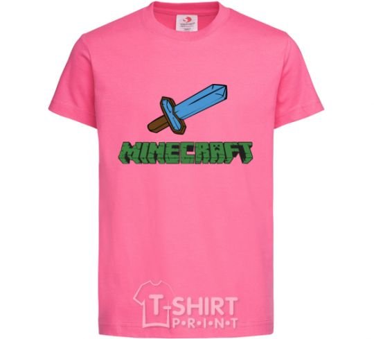 Детская футболка Minecraft with sword Ярко-розовый фото