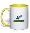 Mug with a colored handle Minecraft with sword yellow фото