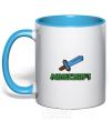 Mug with a colored handle Minecraft with sword sky-blue фото