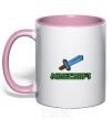 Mug with a colored handle Minecraft with sword light-pink фото