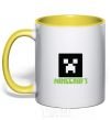Mug with a colored handle Minecraft green yellow фото