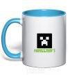 Mug with a colored handle Minecraft green sky-blue фото