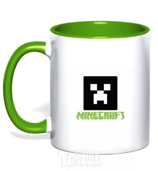 Mug with a colored handle Minecraft green kelly-green фото