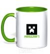 Mug with a colored handle Minecraft green kelly-green фото