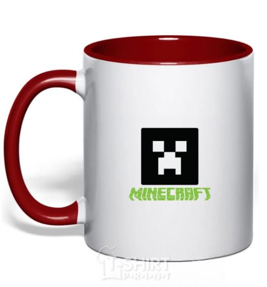 Mug with a colored handle Minecraft green red фото