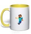 Mug with a colored handle Minecraft Lego yellow фото