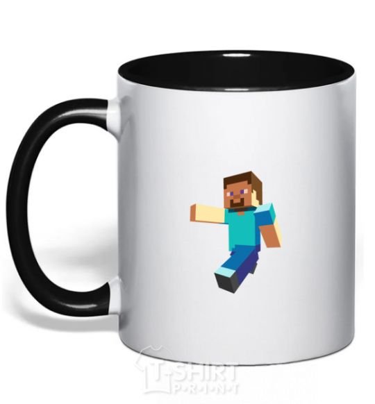 Mug with a colored handle Minecraft Lego black фото