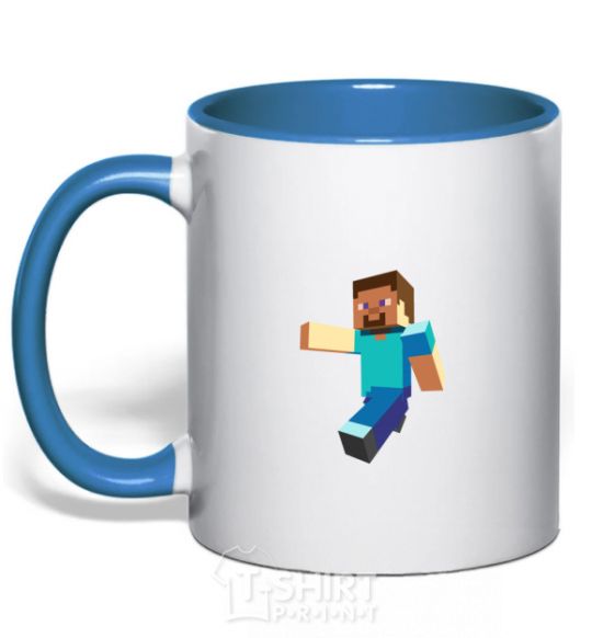 Mug with a colored handle Minecraft Lego royal-blue фото