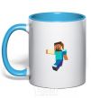 Mug with a colored handle Minecraft Lego sky-blue фото