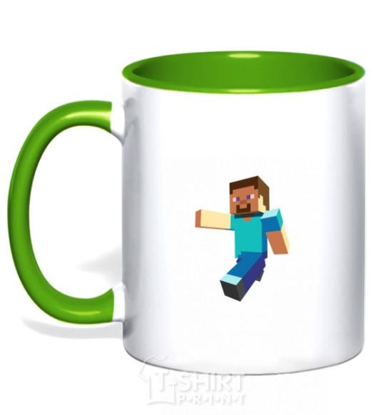 Mug with a colored handle Minecraft Lego kelly-green фото