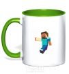 Mug with a colored handle Minecraft Lego kelly-green фото