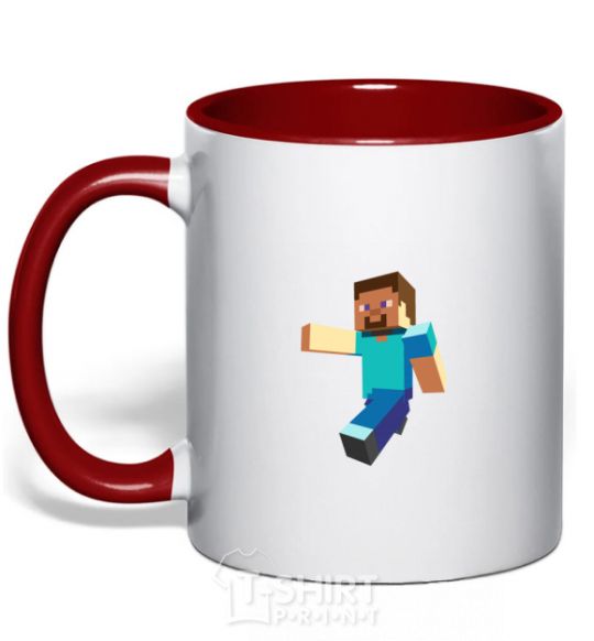 Mug with a colored handle Minecraft Lego red фото