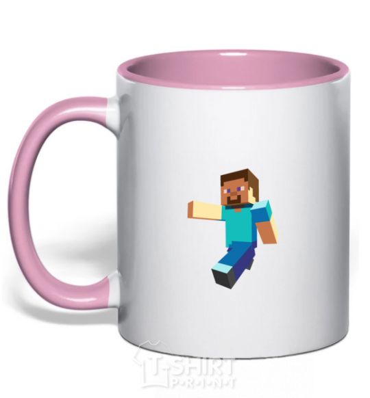 Mug with a colored handle Minecraft Lego light-pink фото