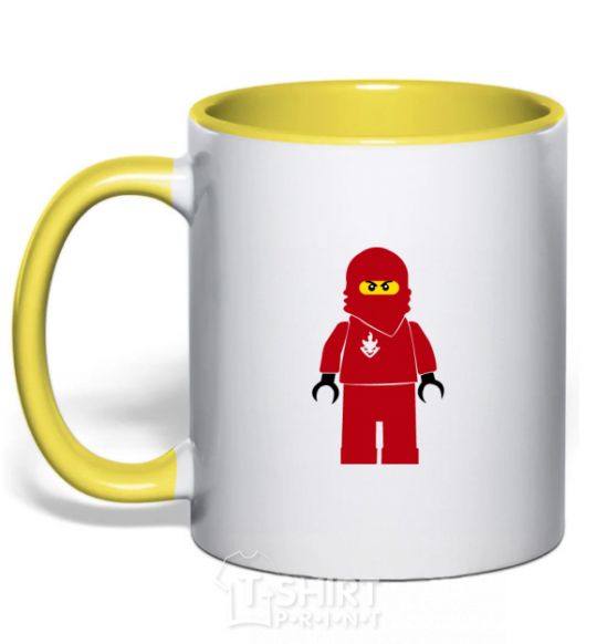 Mug with a colored handle Lego Red yellow фото