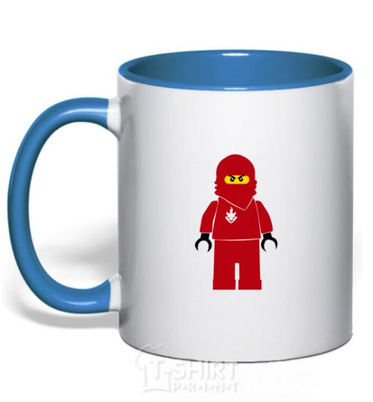 Mug with a colored handle Lego Red royal-blue фото