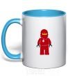 Mug with a colored handle Lego Red sky-blue фото
