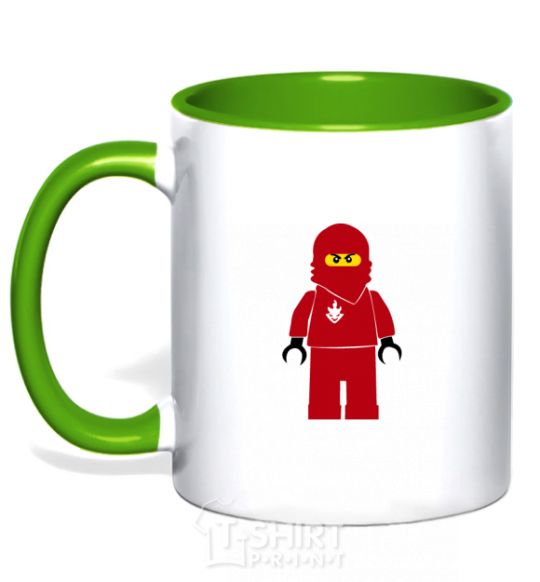 Mug with a colored handle Lego Red kelly-green фото