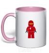 Mug with a colored handle Lego Red light-pink фото