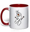 Mug with a colored handle Snowman red фото