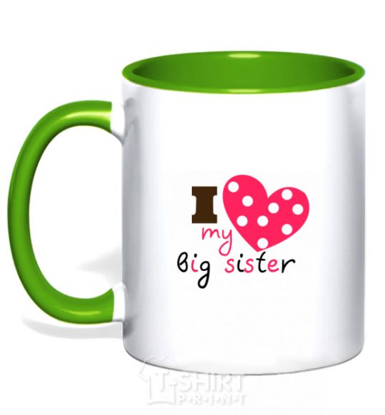 Mug with a colored handle i love my big sister kelly-green фото