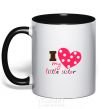 Mug with a colored handle I love my little sister black фото