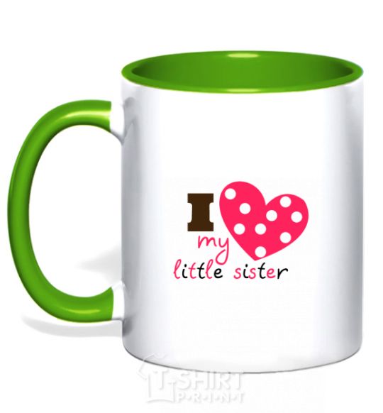Mug with a colored handle I love my little sister kelly-green фото