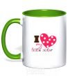 Mug with a colored handle I love my little sister kelly-green фото