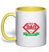 Mug with a colored handle my dad is my hero V.1 yellow фото