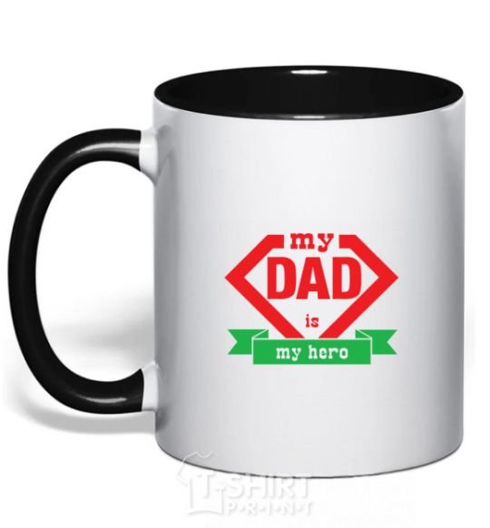 Mug with a colored handle my dad is my hero V.1 black фото