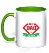 Mug with a colored handle my dad is my hero V.1 kelly-green фото