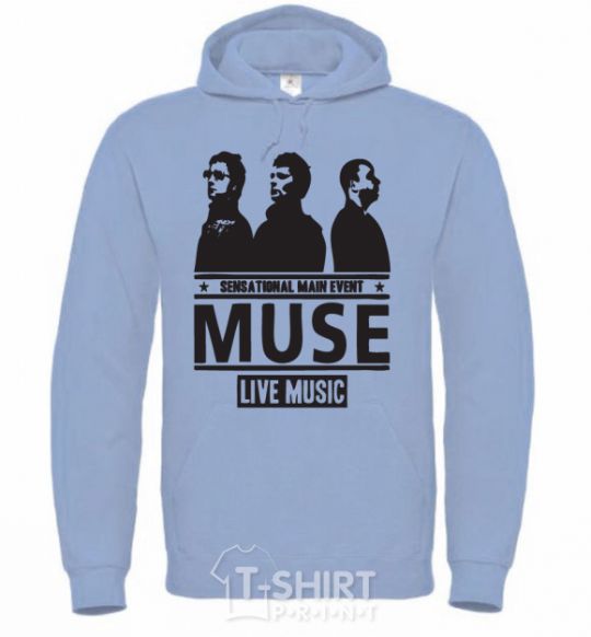 Men`s hoodie Muse group sky-blue фото