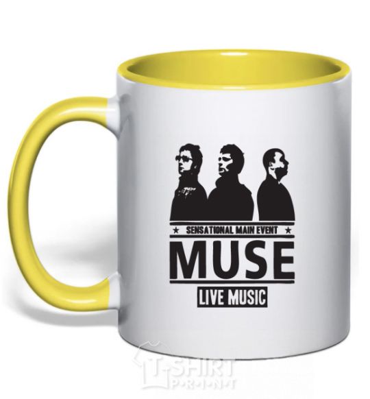 Mug with a colored handle Muse group yellow фото