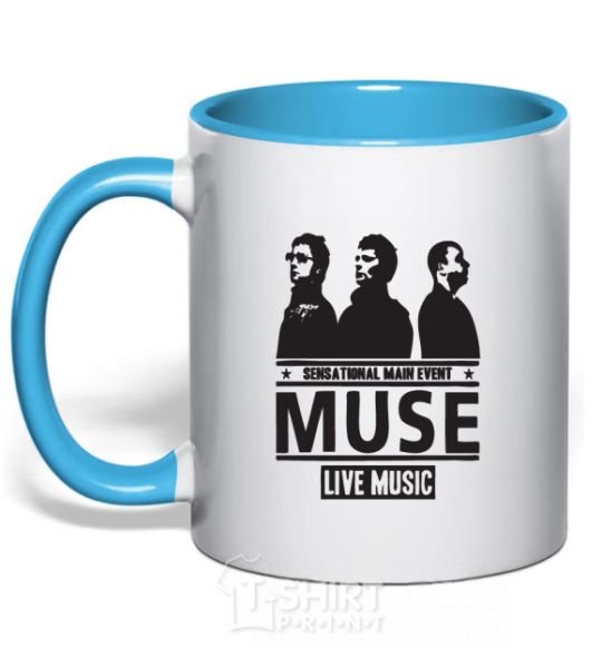 Mug with a colored handle Muse group sky-blue фото